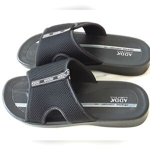 ADDA Original Comfort Mens Black Microfiber Leather Sandals Sz 11 (45) NWOT